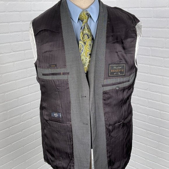 Jos A Bank Blazer Men 43R Gray Reda 1865 Super 110s Wool Classic Career Jacket - Picture 6 of 14